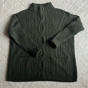 Abercrombie & Fitch Dark Green Cable Knit Turtleneck Sweater
